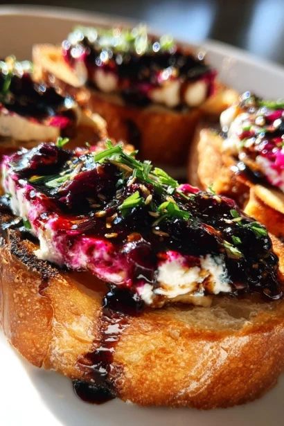 Balsamic Blueberry Goat Cheese Crostini