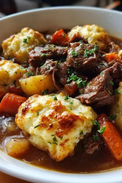 Beef Stew with Cheddar Herb Dumplings