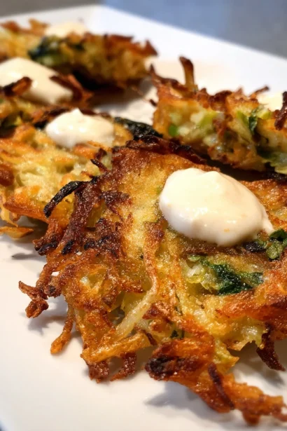 Brussels Sprout Latkes with Maple Sour Cream