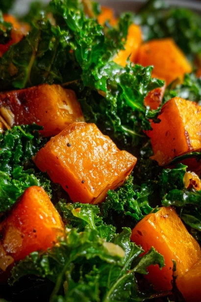Butternut Squash Kale Salad with Warm Cider Vinaigrette