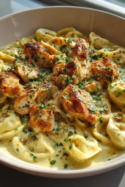 Cajun Chicken Tortellini with Creamy Garlic Sauce