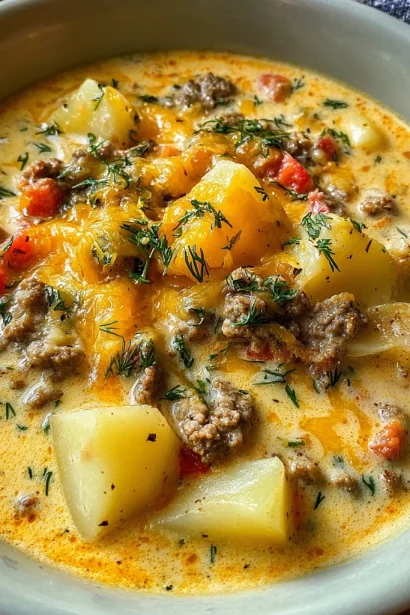 Cheesy Hamburger Potato Soup