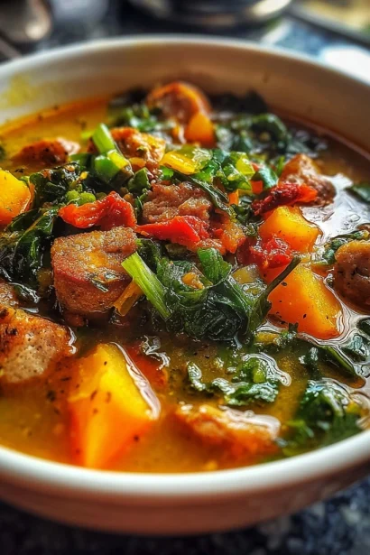 Cozy Sausage Sweet Potato Kale Soup Recipe for Chill Nights