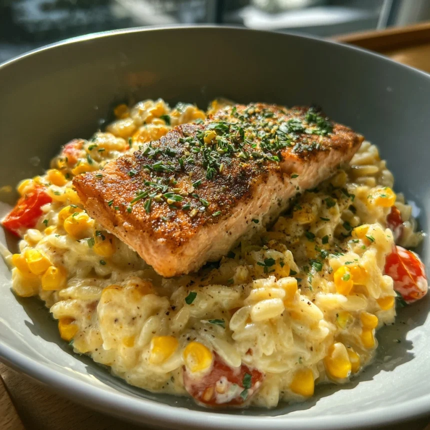 Creamed Corn Orzo with Salmon – A Comforting Delight