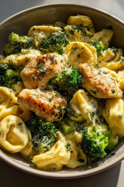 Creamy Garlic Parmesan Tortellini with Chicken & Broccoli