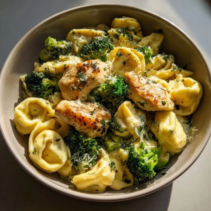 Creamy Garlic Parmesan Tortellini with Chicken & Broccoli