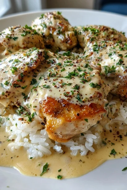 Creamy Smothered Chicken with Rice