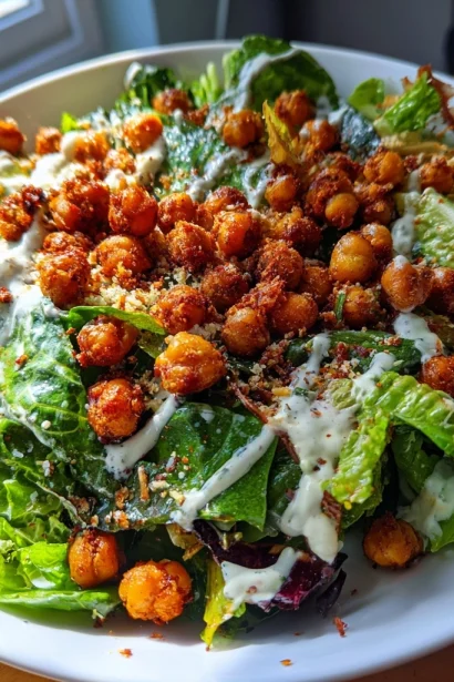 Crispy Chickpea Autumn Caesar Salad
