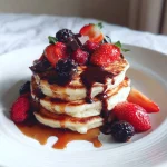 Fluffy Greek Yoghurt and Mixed Berry Choc Chip Pancakes