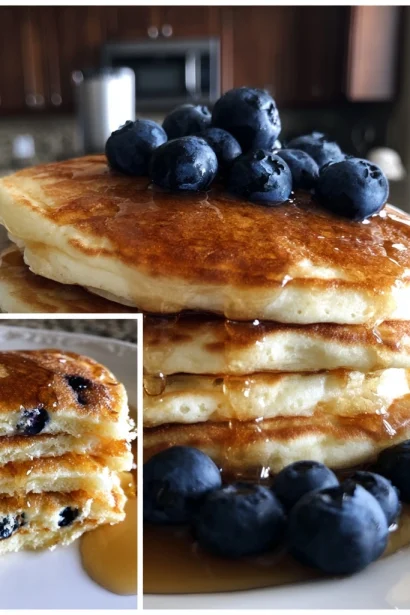 Fluffy Homemade Blueberry Pancakes