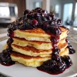 Fluffy Lemon Ricotta Pancakes with Blueberry Sauce