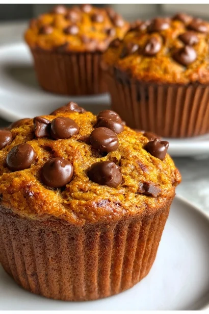 Gluten Free Pumpkin Muffins with High Protein and Chocolate Chips Recipe