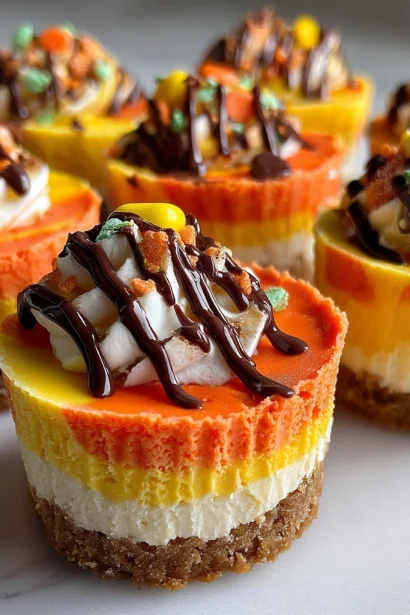 Halloween Candy Corn Mini Cheesecakes