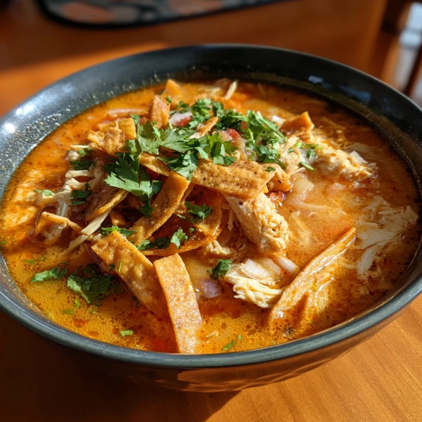 Indulge in Creamy Chicken Tortilla Soup: Cozy Delight