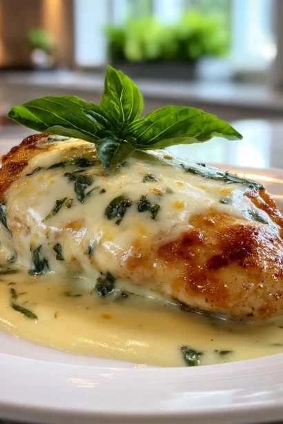 Indulge in Mozzarella Chicken in Basil Cream Sauce
