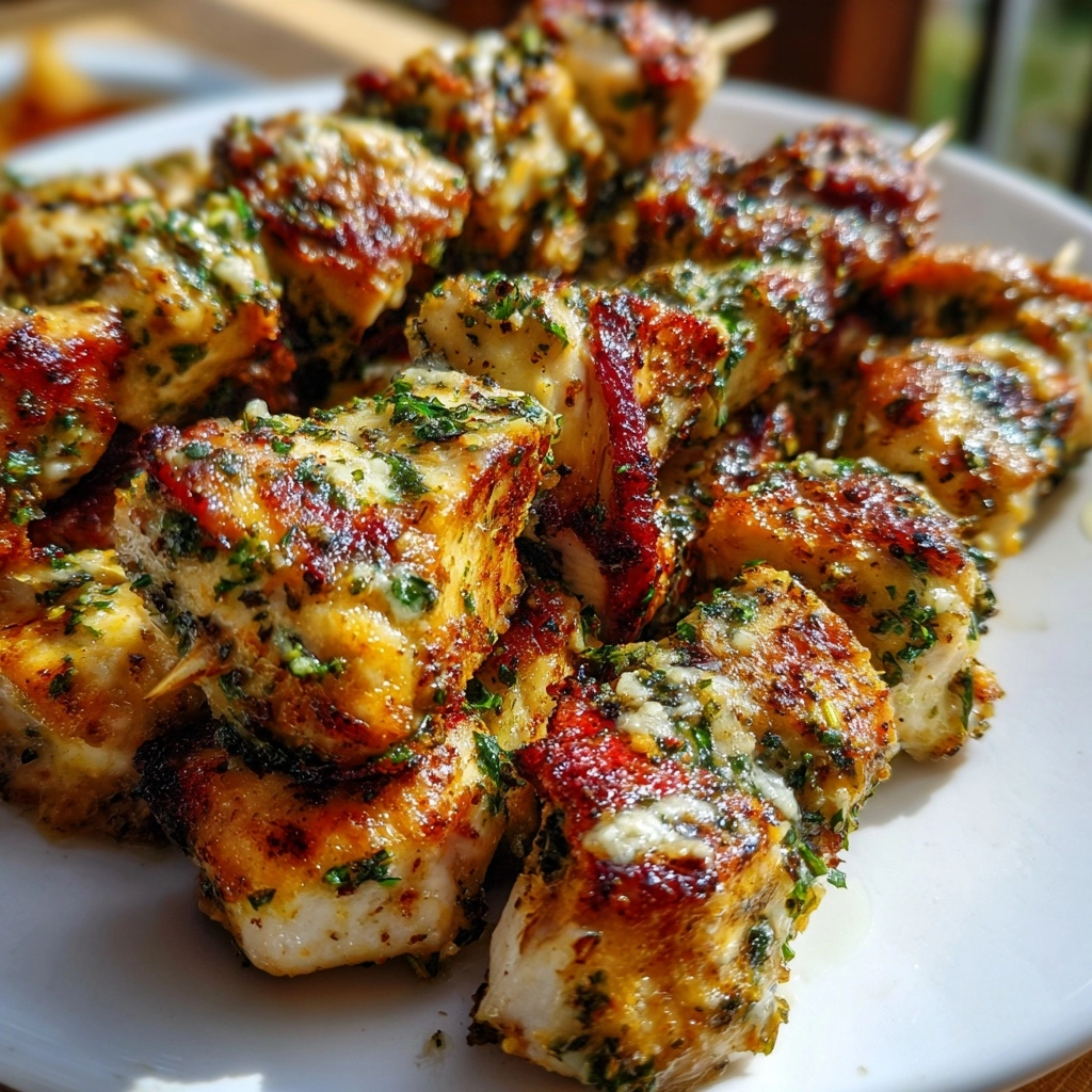 Irresistible Grilled Ranch Garlic Parmesan Chicken Skewers