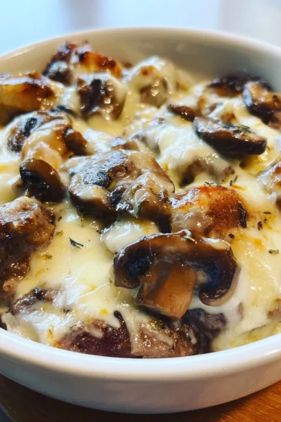 Keto Mushroom Swiss Beef Bake