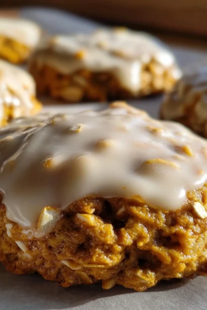 Soft Chewy Pumpkin Oatmeal Cookies Maple Frosting: 1 Amazing Bite