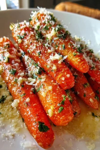 10 Minute Roasted Garlic and Parmesan Carrots Recipe