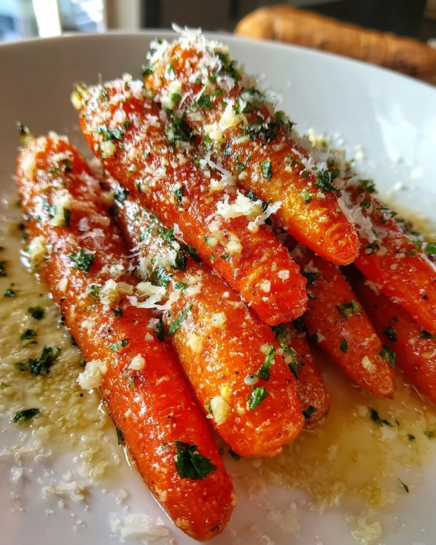 10 Minute Roasted Garlic and Parmesan Carrots Recipe