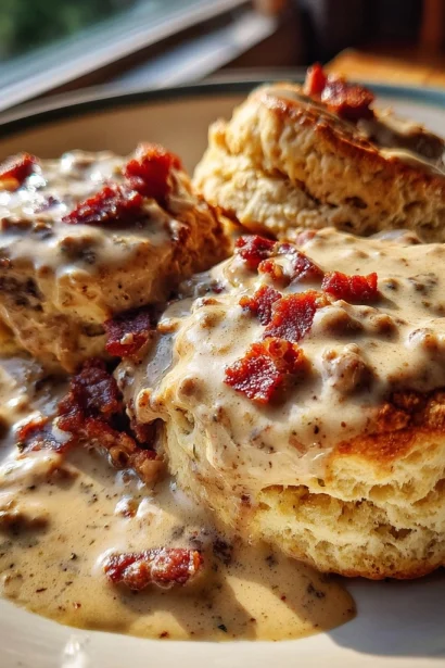 Biscuits and Bacon-Sausage Gravy