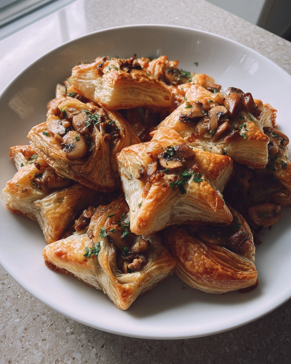 Bladerdeegsterren (feestvormen met kastanjechampignons)
