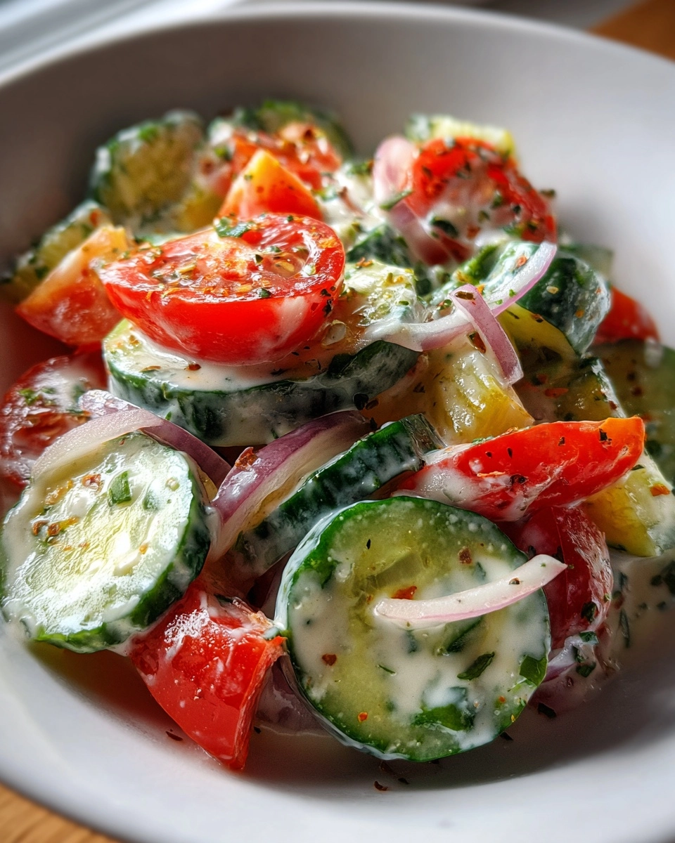 Creamy Cucumber Tomato Onion Salad Recipe