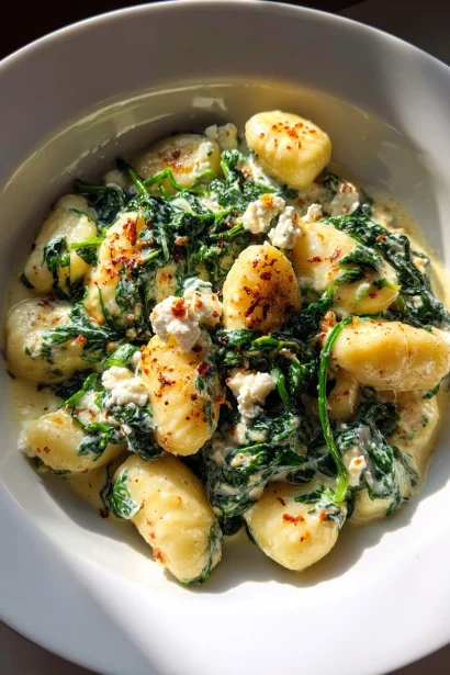 Creamy Gnocchi with Spinach and Feta Recipe | Healthy Dinner Inspiration