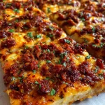 Keto Sheet Pan Pizza with Chorizo Toppings