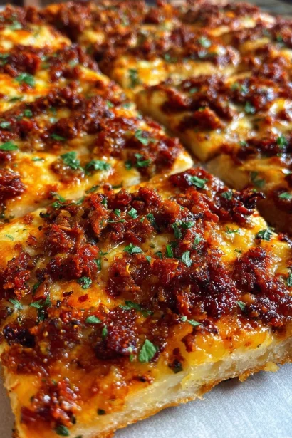 Keto Sheet Pan Pizza with Chorizo Toppings