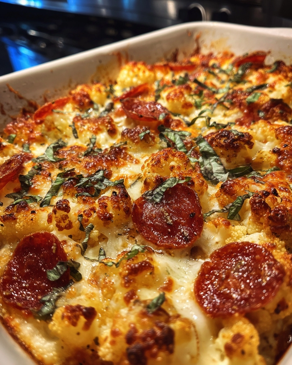 Roasted Cauliflower Pizza Casserole (Low Carb Dinner)