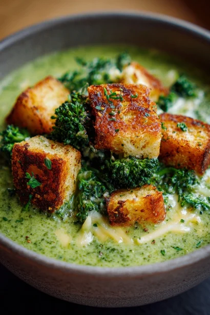 Cozy Night In: Roasted Broccoli Soup with Cheddar Croutons