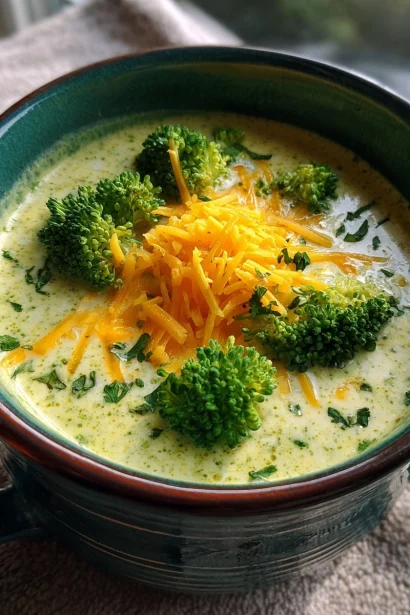 Creamy Keto Broccoli Cheddar Soup | Crockpot Set-and-Forget