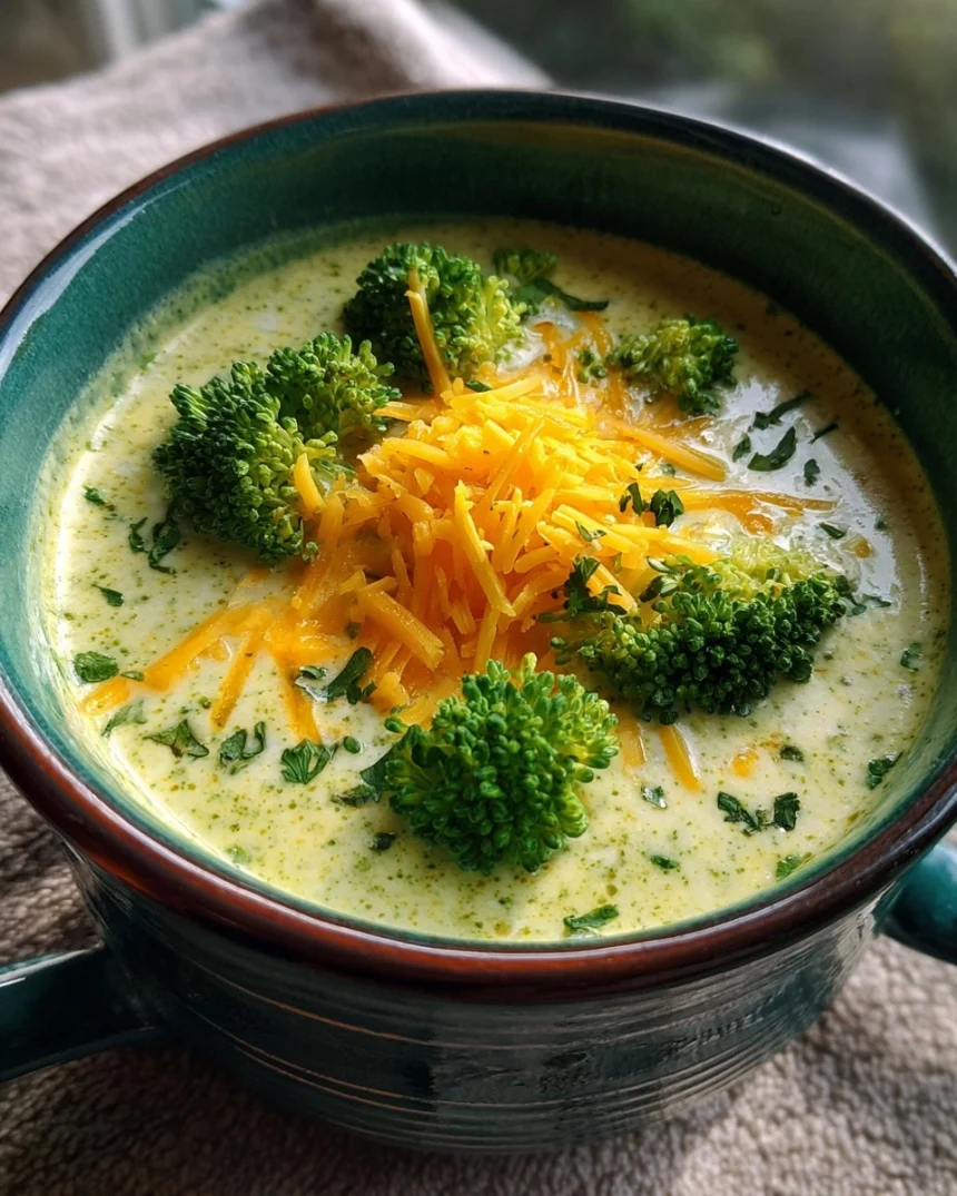 Creamy Keto Broccoli Cheddar Soup | Crockpot Set-and-Forget