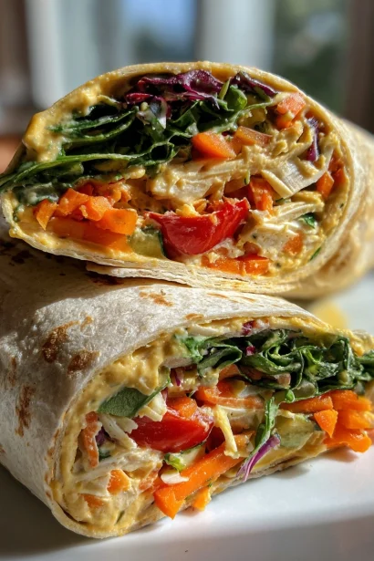 Fall Veggie & Hummus Wrap | Quick, Crunchy, Vegan