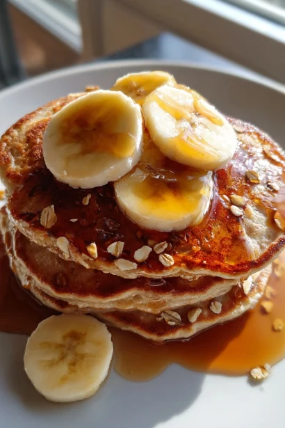 Fluffy Vegan Banana Oatmeal Pancakes – 3 Ingredients Only! – keyword: 3 ingredient vegan pancakes