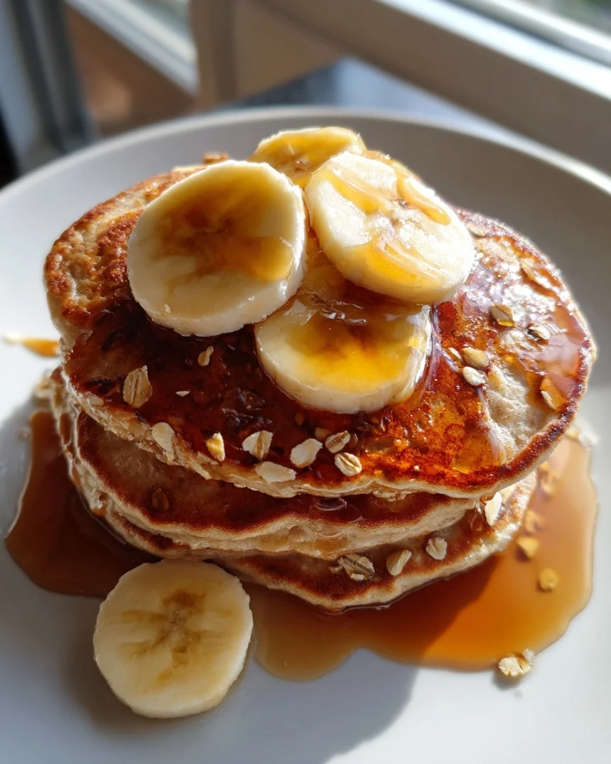 Fluffy Vegan Banana Oatmeal Pancakes – 3 Ingredients Only! – keyword: 3 ingredient vegan pancakes