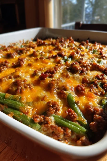 Quick Ground Beef Casserole with Green Beans – keyword: ground beef casserole recipe