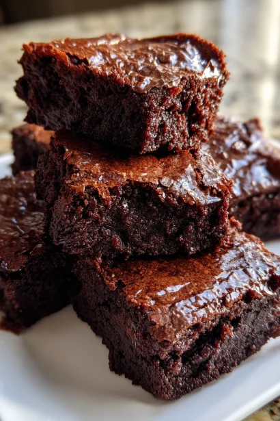 The BEST Vegan Brownies - Fudgy with Shiny Tops – keyword: fudgy vegan brownies