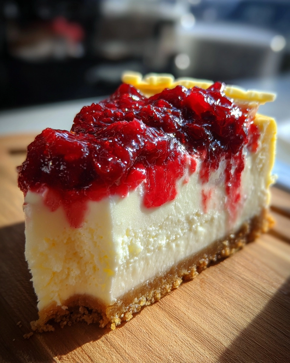 Christmas Cheesecake with Cranberry Jam and White Chocolate Mousse