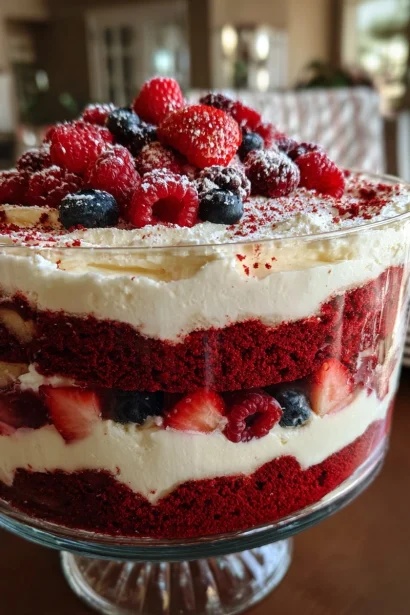 Red Velvet Trifle with Cream Cheese Mousse
