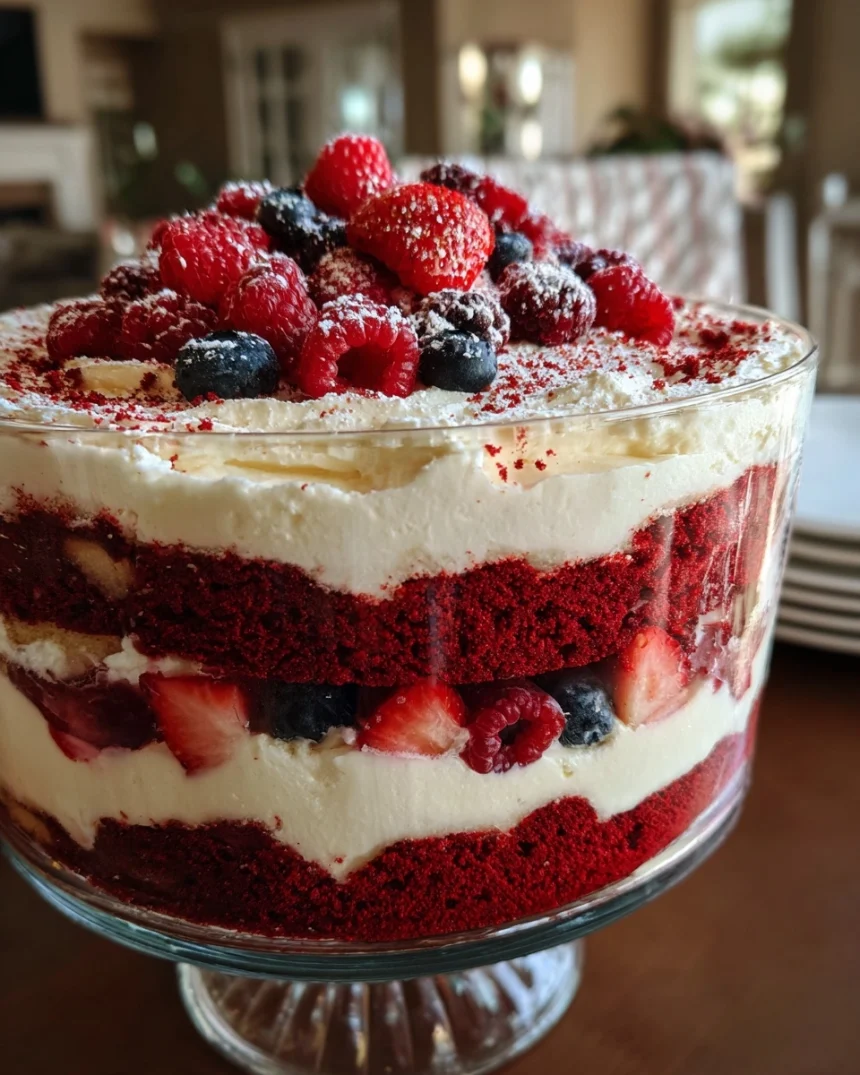 Red Velvet Trifle with Cream Cheese Mousse