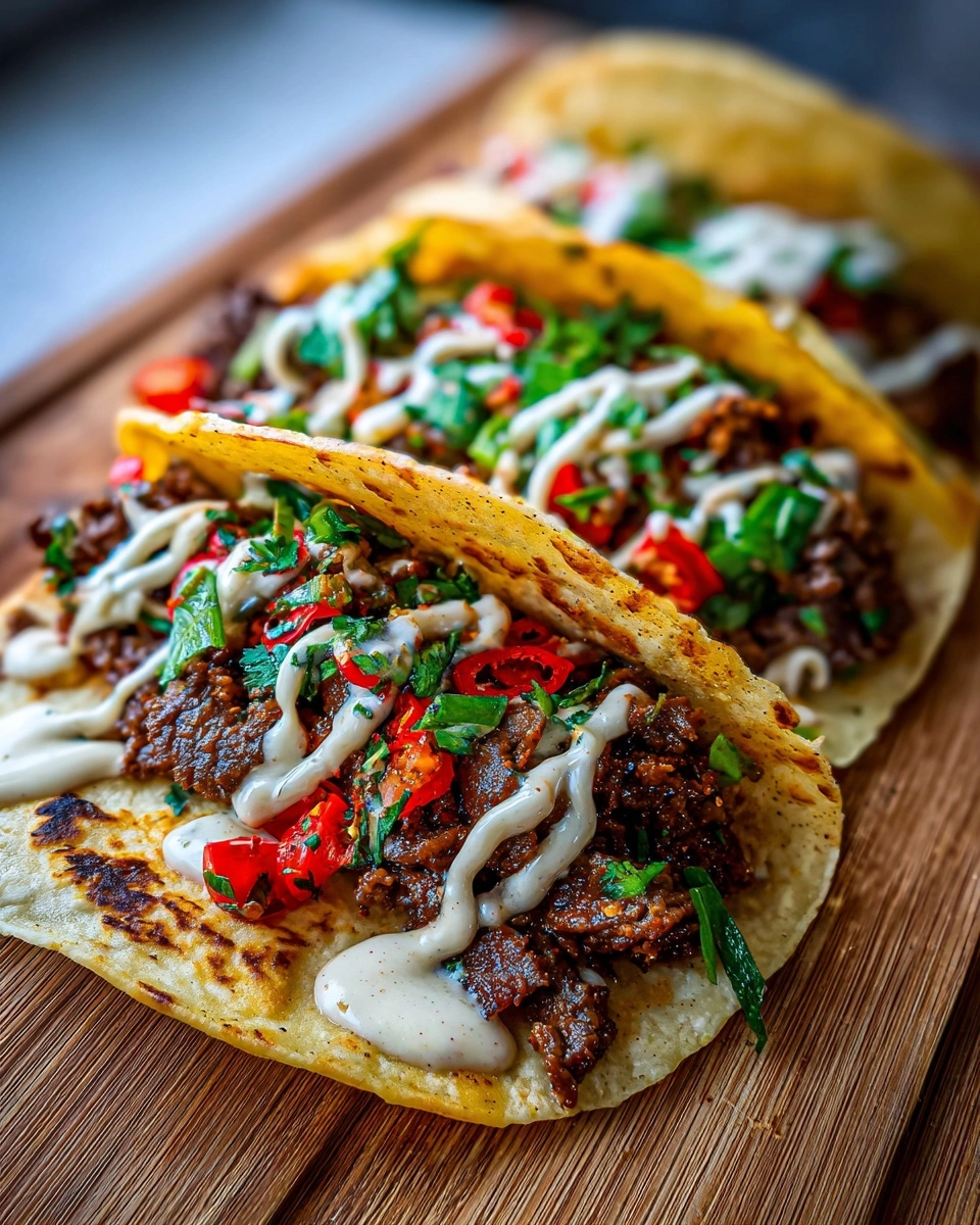 Dubai-Spiced Smash Burger Tacos with Tahini Drizzle 🌮