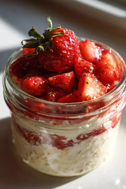 High-Protein Strawberry Cheesecake Overnight Oats (No Cooking!)