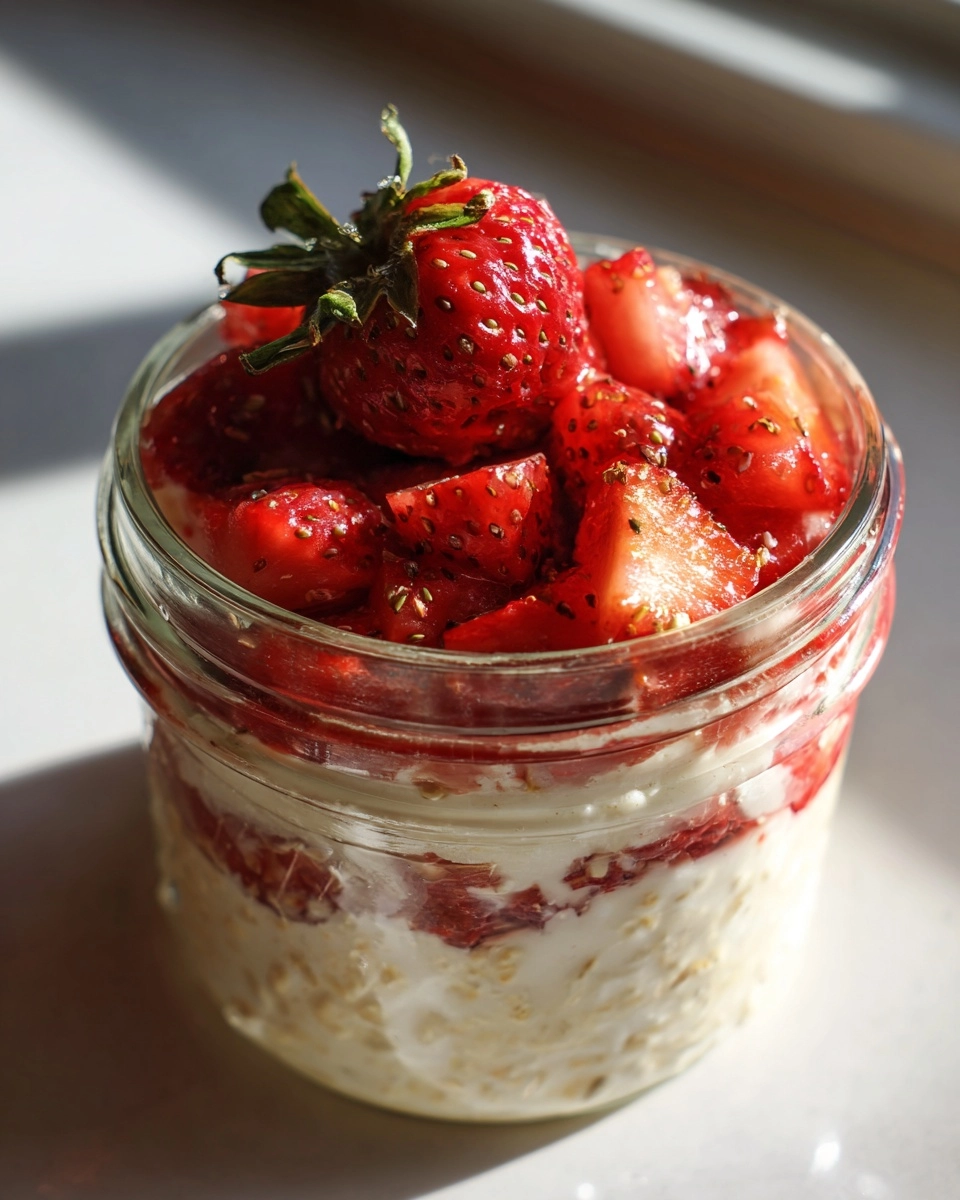 High-Protein Strawberry Cheesecake Overnight Oats (No Cooking!)