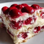 No-Bake Cherry Cream Cheese Icebox Cake (Only 5 Ingredients!)