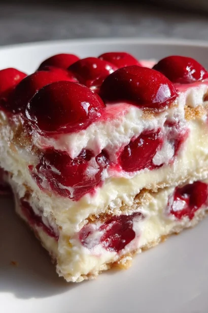 No-Bake Cherry Cream Cheese Icebox Cake (Only 5 Ingredients!)