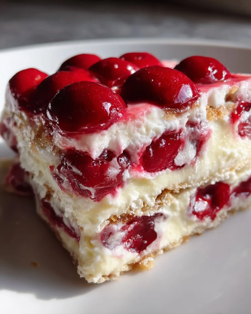 No-Bake Cherry Cream Cheese Icebox Cake (Only 5 Ingredients!)