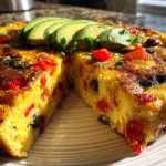 Southwest Breakfast Frittata with Black Beans, Peppers & Avocado
