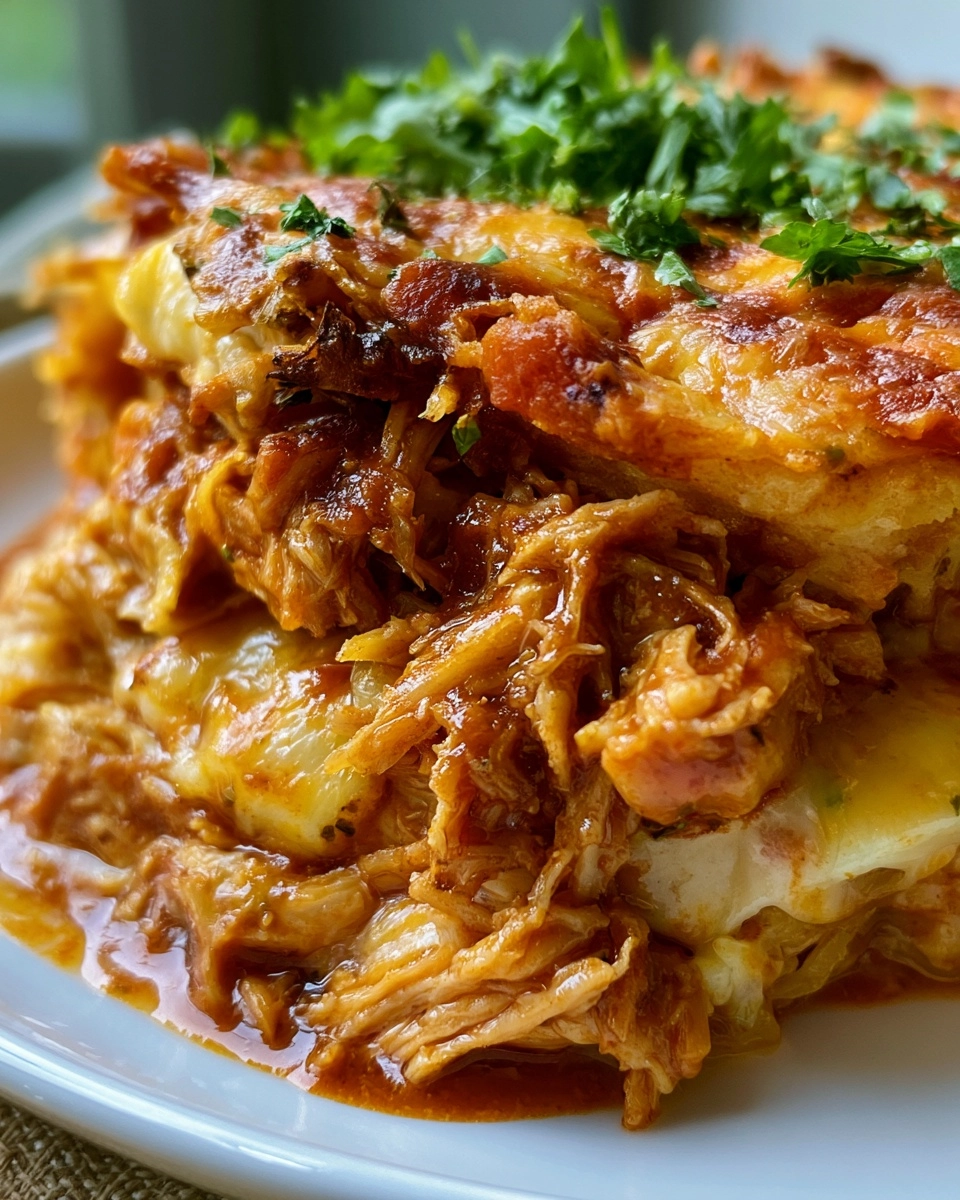 One-Pan Pulled Chicken Enchilada Pie